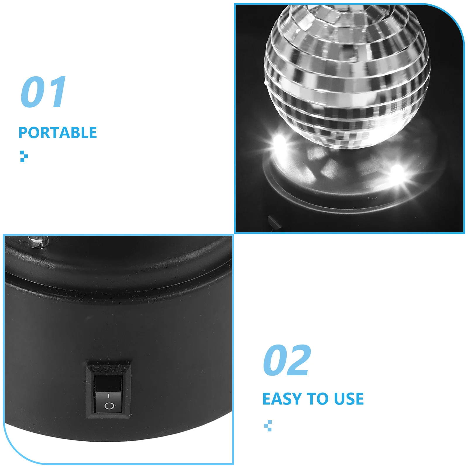 مصباح طاولة بمرآة زجاجية، ضوء إحترافي، تأثير كروي LED دوار لغرفة الحفلات KTV، محمول