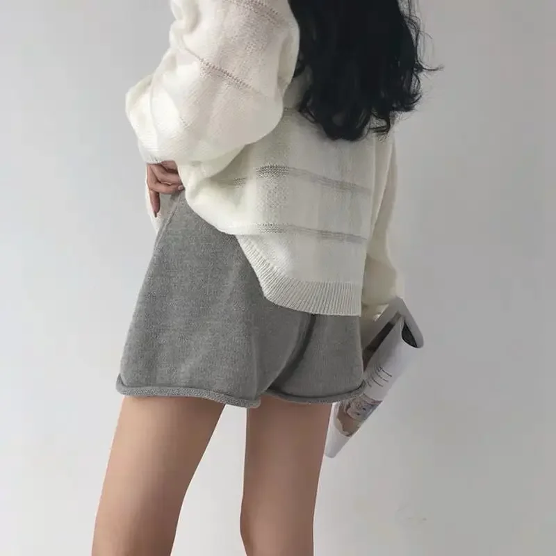 Shorts Frauen Herbst Winter Feste Beiläufige Gestrickte Alle-spiel Minimalistischen Femme Temperament Gemütliche Studenten Neue Ankunft Koreanischen Stil