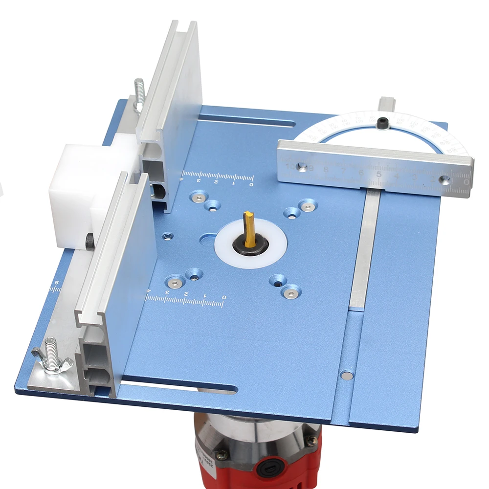 알루미늄 라우터 테이블 삽입 플레이트, 목공 트리머, 전기 목재 밀링 플립 플레이트, 마이터 게이지 포함, DIY 작업 벤치 