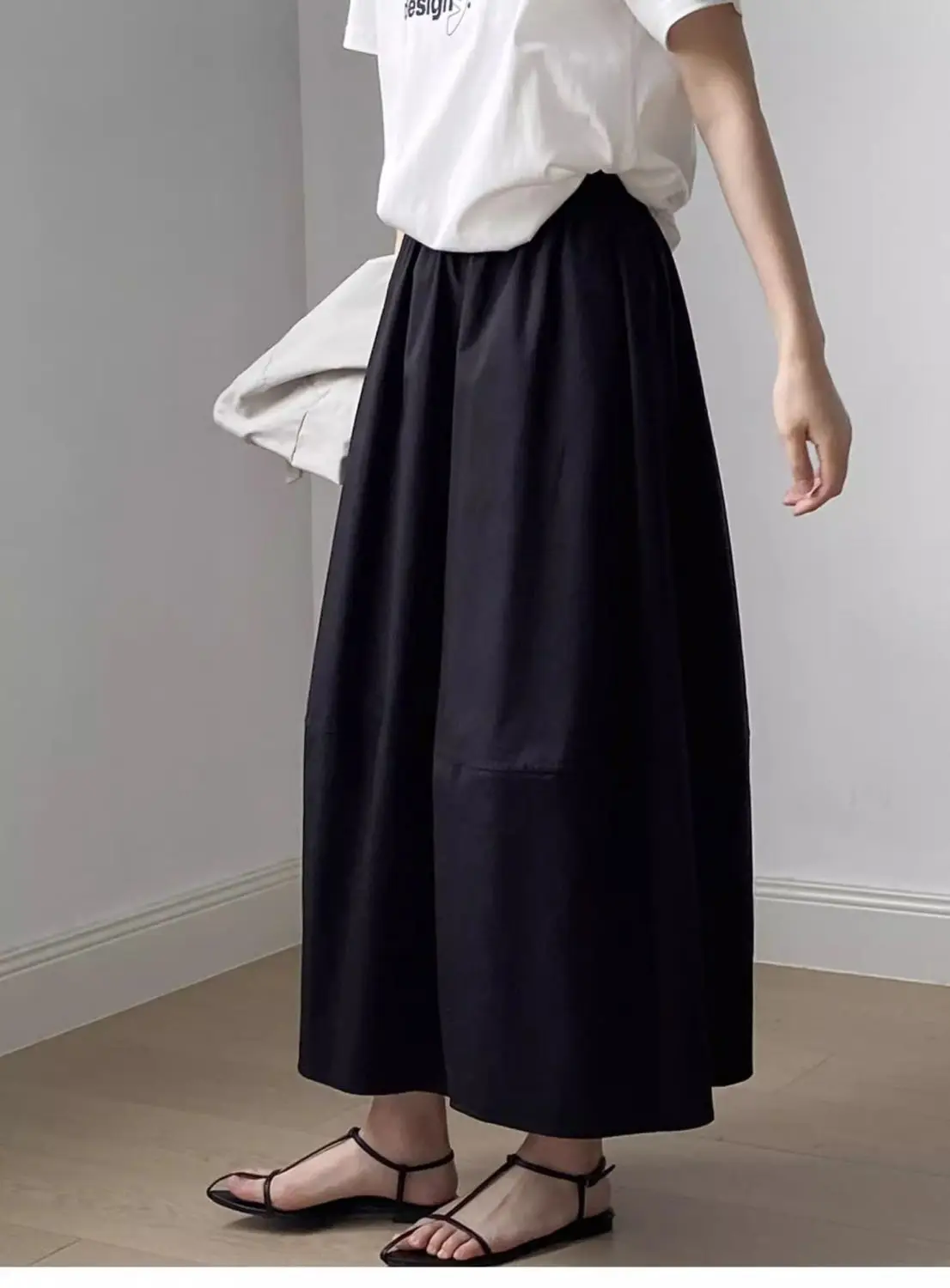 Spring Summer White Long Skirts for Woman Elegant Elastic High Waist Flared Umbrella Skirt Woman Casual Solid A-Line Maxi Skirt
