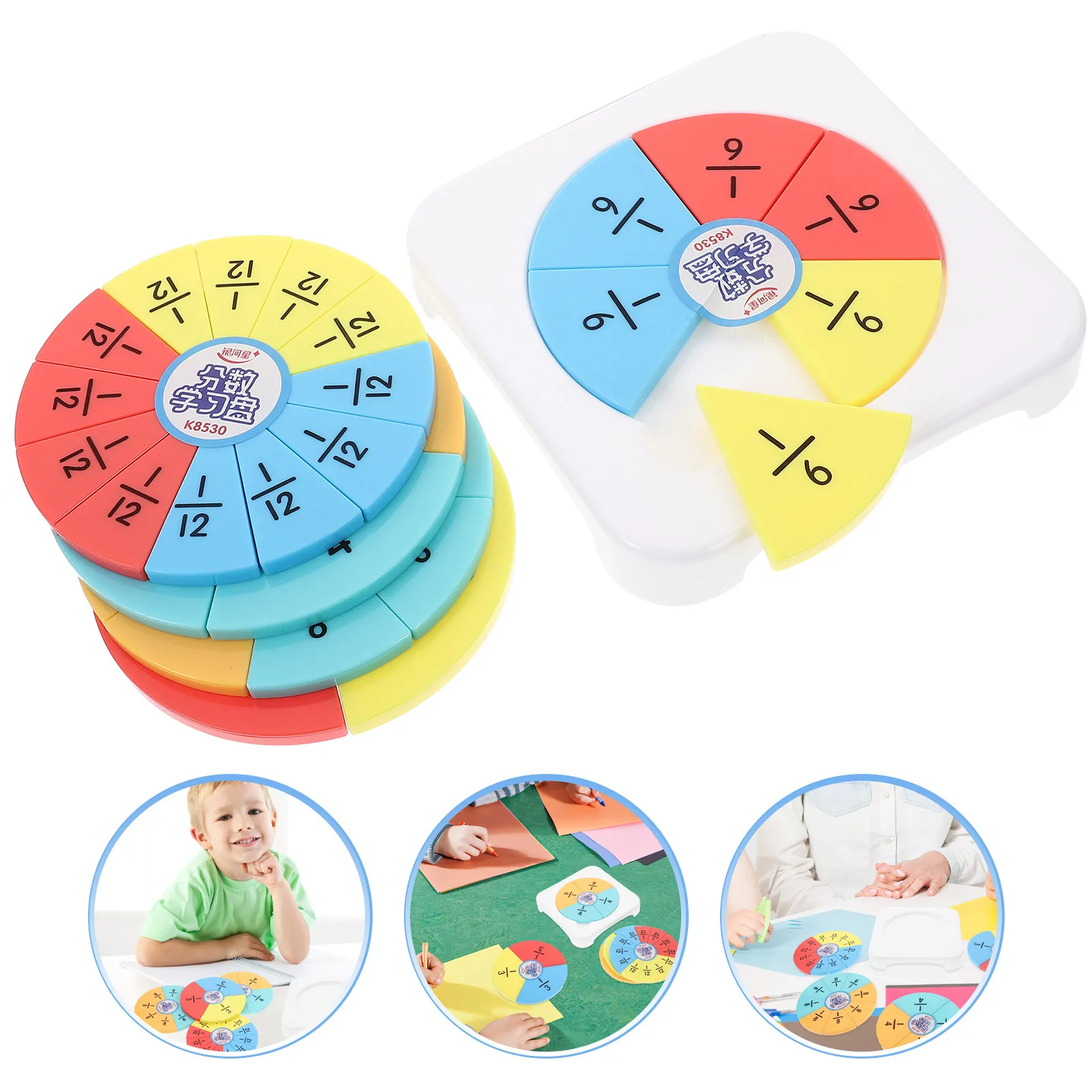

1Set Colorful Fraction Circles Educational Pie Puzzles Math Teaching Kit Learning Tool for Visual Fraction Multiplication