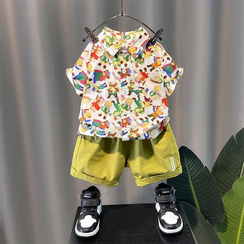 

2023 Children Summer Casual Clothes Suit Baby Boys T-Shirt Short Pants 2pcs/sets Kids Infant Coat Toddler Suit 2-12 Years