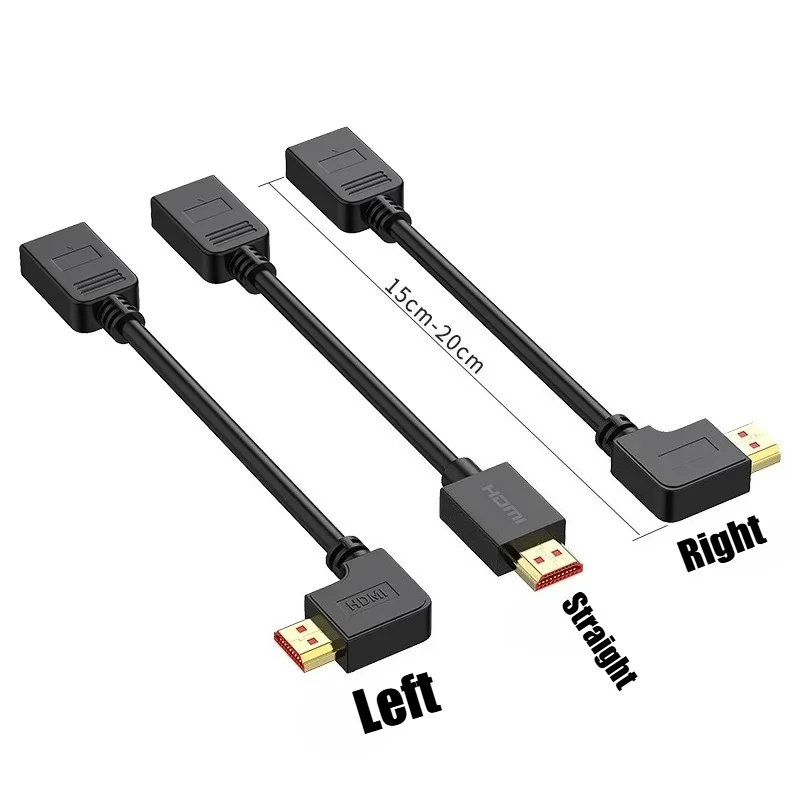 Bend HDMI2.0 Male to Female Extension Cable HDMI High-definition Line Adapter 90-degree L-shaped Up Down Left Right/bend Wire