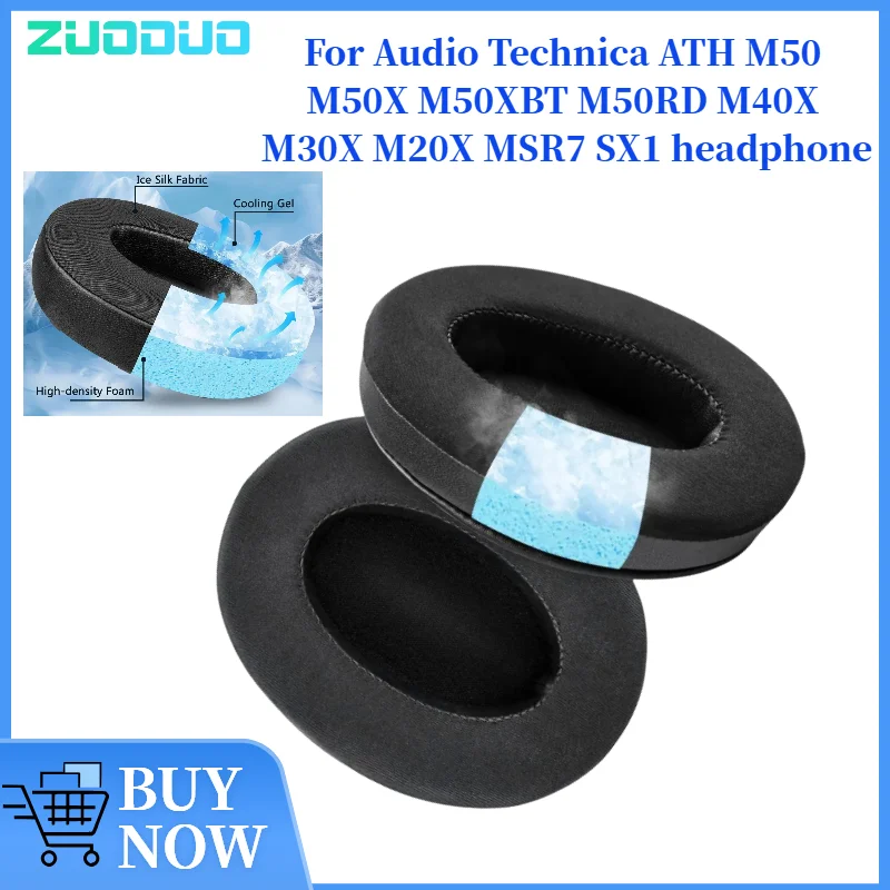 

ZUODUO Replacement Mesh/gel/Leather Ear Pads for Audio Technica ATH M50 M50X M50XBT M50RD M40X M30X M20X MSR7 SX1 Headphones