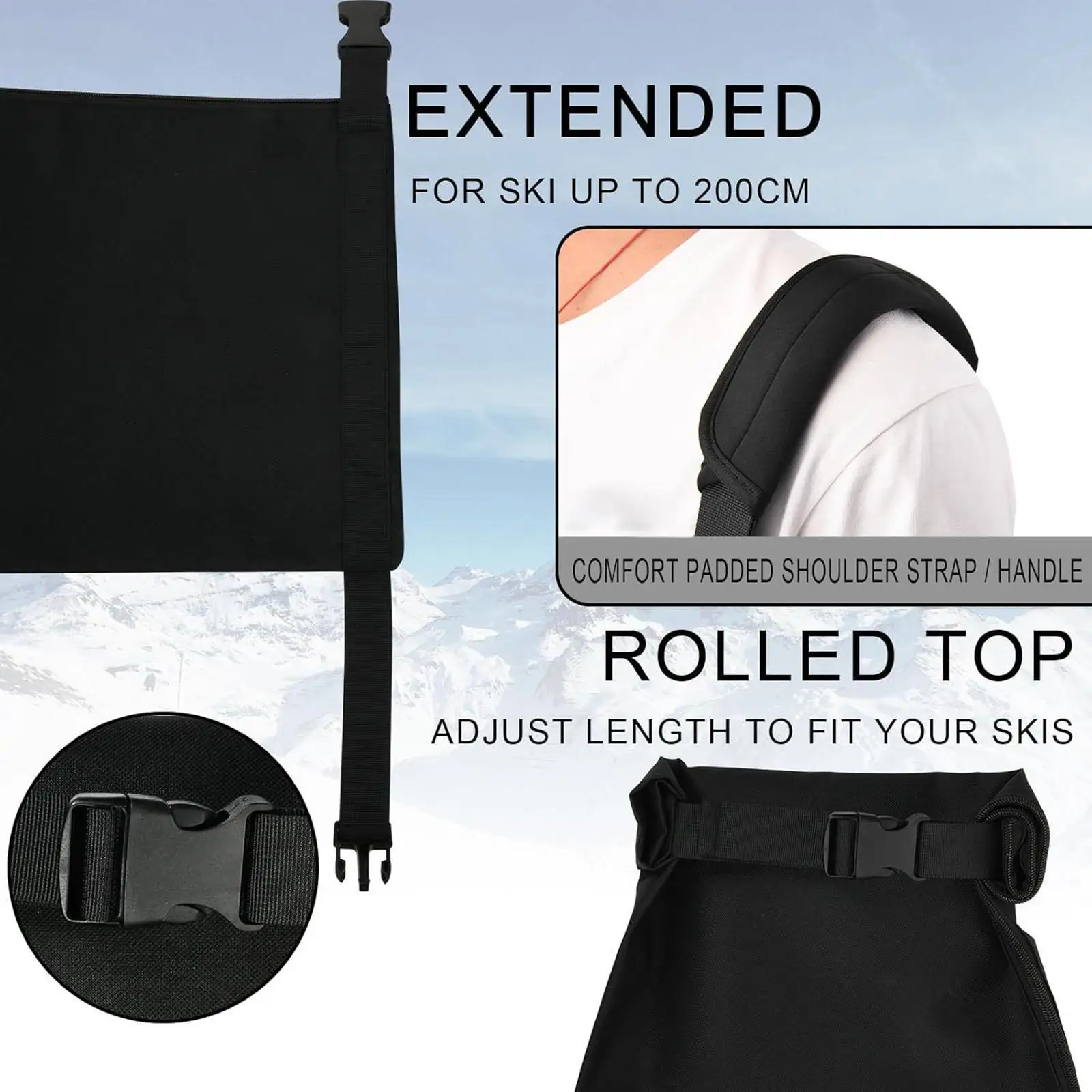 

Ski Bag Wear Resistant Portable for Men Women 420D Polyester Protective Bag