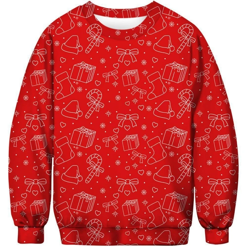 Christmas Sweatshirt For Men Stars And Snowflakes Long-Sleeved Printed T-Shirt Loose O-Neck Hoodies Oversized Men's Clothing Top