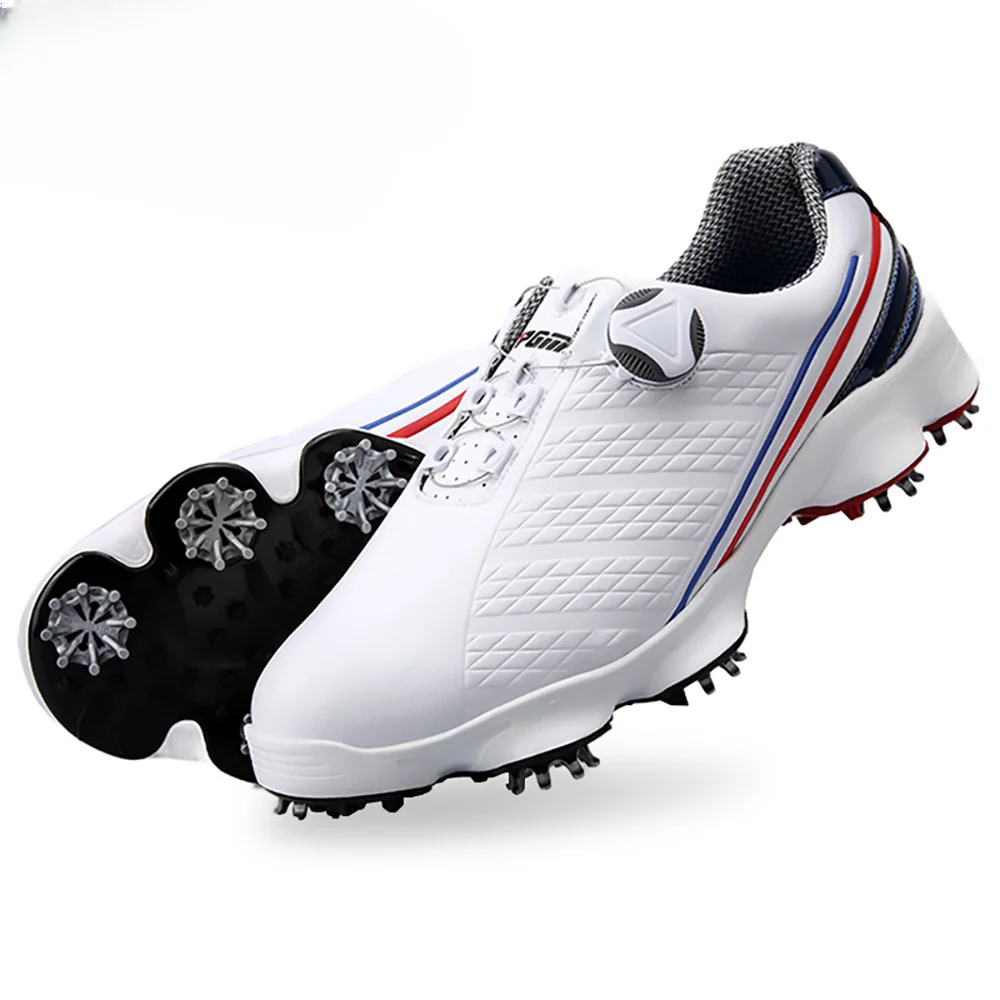 Men's Waterproof Replaceable Non-slip Studs Quick Lacing Golf Shoes