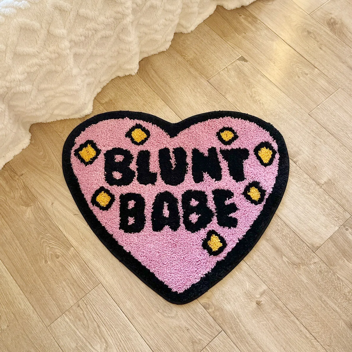 Pink Blunt Babe Tufting Rug Korean Style Baby Kids Bedroom Home Living Room Carpet Nursery Warm Decor Dots Floor Baby Play Mat