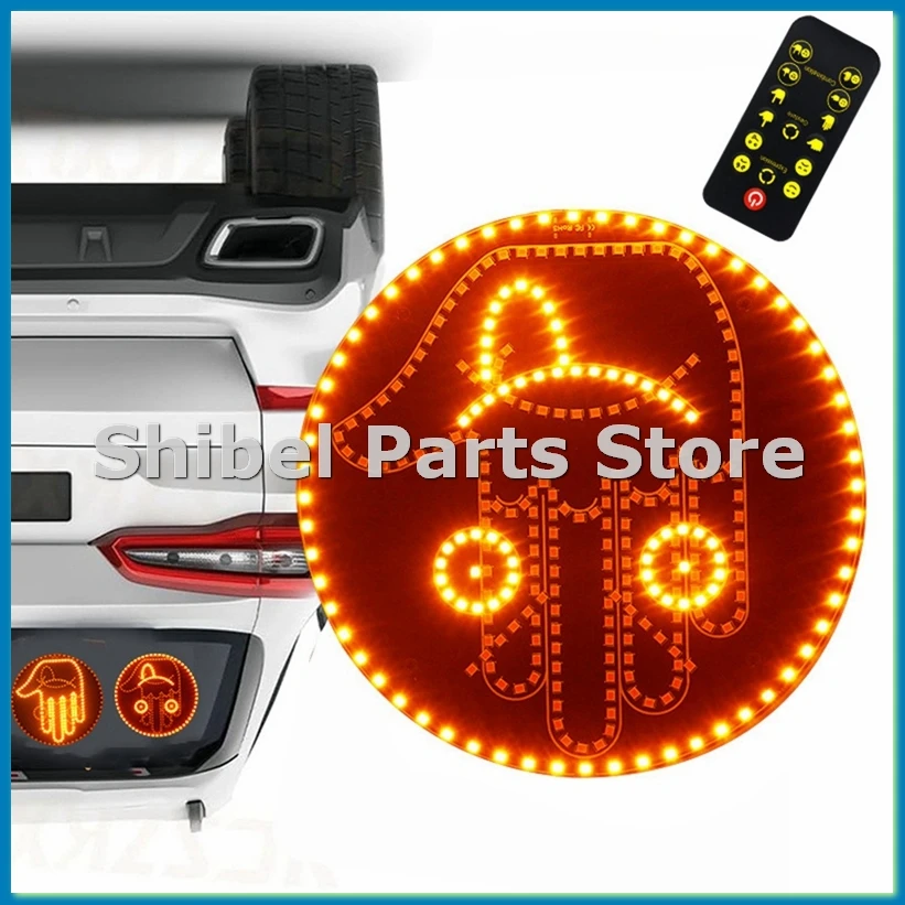 Road Mate Hand, 4 Emojis and 4 Gestures Finger Flicker Car Hand Light with Remote, Funny Road Rage LED Sign for Car-A32R