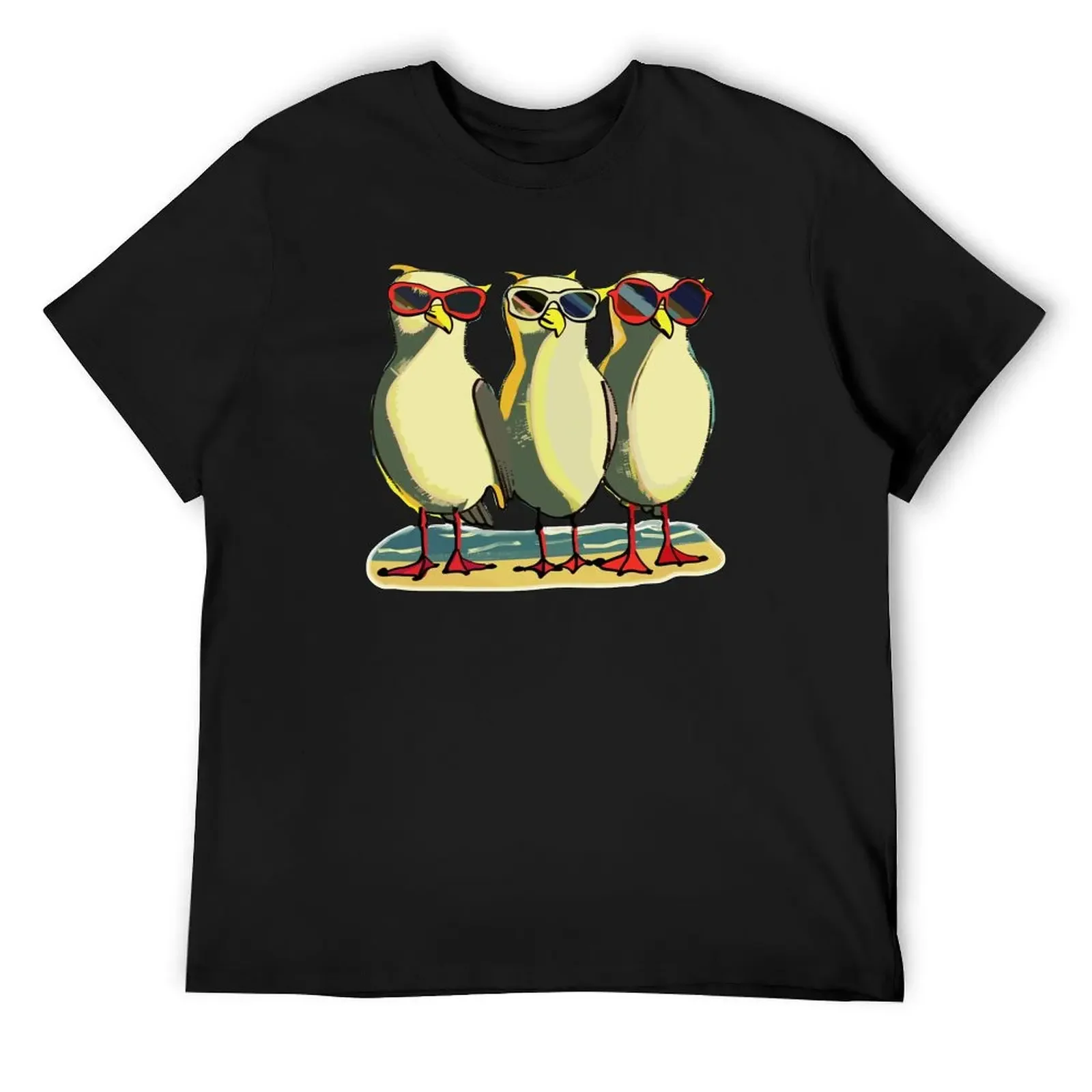 

Three Bird Buddies at the Beach T-Shirt heavyweights customizeds anime stuff graphic shirts t shirts for men