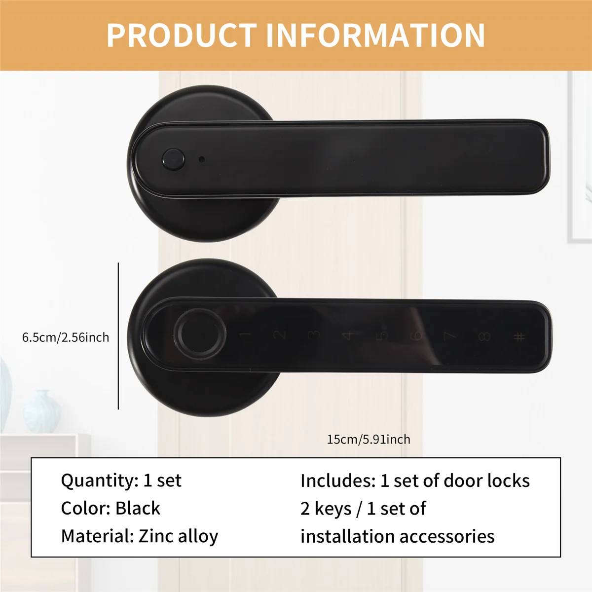 A89X Fingerprint Smart Door Lock Door Knob with Keypad Keyless Entry Door Lock with Handle for Home Hotel Office Apartment