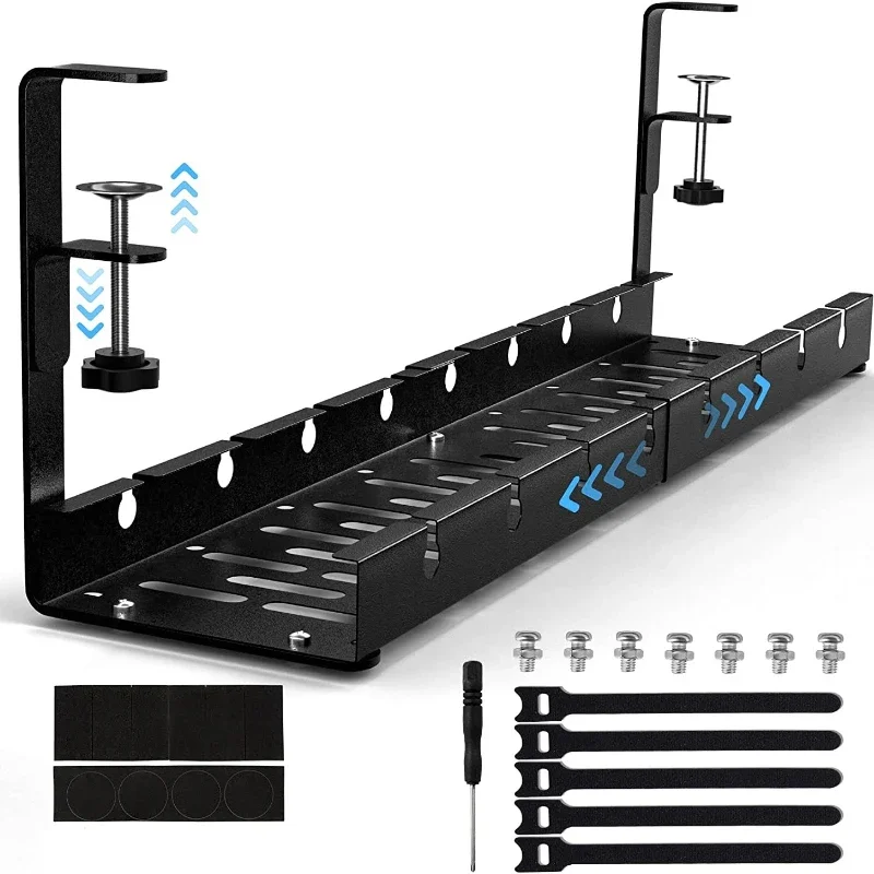 Expandable Under Desk Cable Storage Rack Management Tray Desk Socket Holder Wire Cord Power Strip Adapter Wire Organizer Shelf