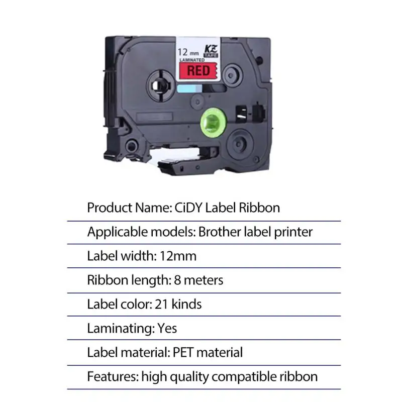 Etiqueta adhesiva de 12mm, cinta de etiquetas Kompatibel Brother, cinta Kz de 12mm, cinta de etiquetas laminada para Brother P Touch Etikettiermaschine