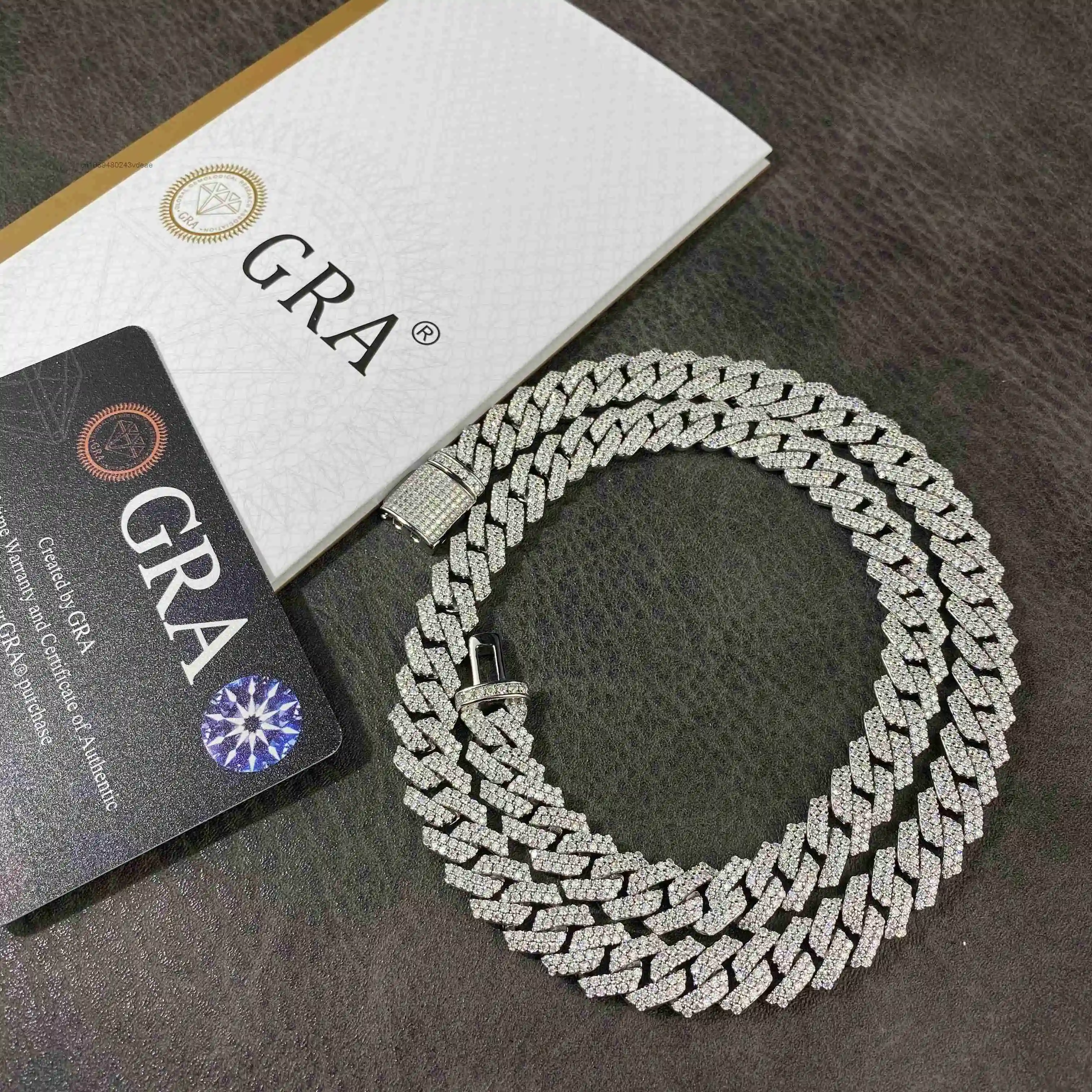 

Fashion Design 6mm 8mm 10mm 12mm VVS D Color Moissanite Diamond S925 Silver Prong Cuban Chain Necklace Wholesale Price