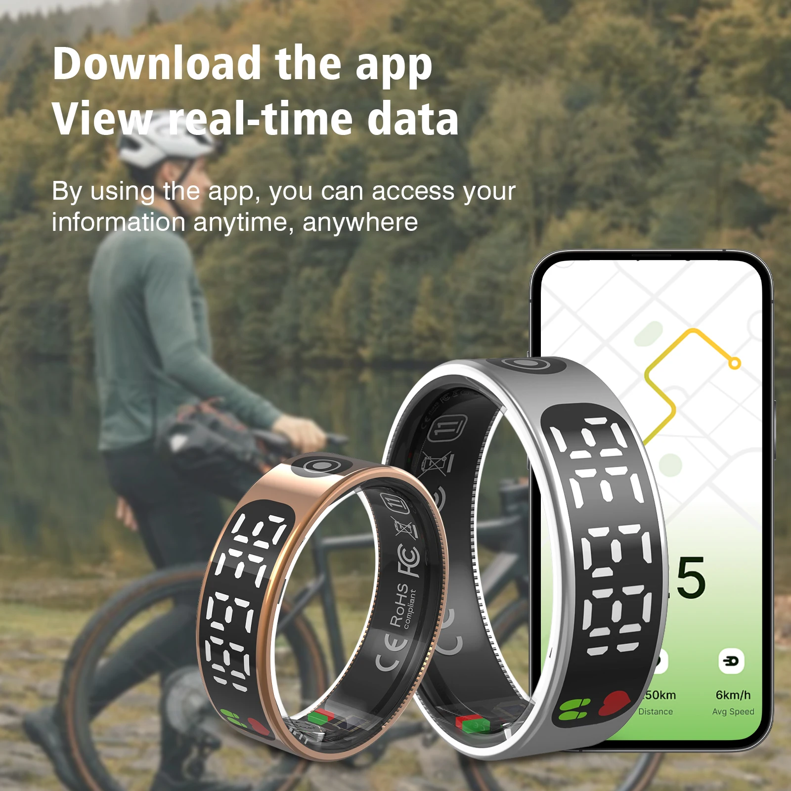 แหวนอัจฉริยะ 2025, กันน้ำระดับ IP68, รองรับโหมดกีฬาหลากหลาย, ติดตามการนอนหลับ, ถ่ายภาพระยะไกล, ใช้งานร่วมกับ iPhone และ Android
