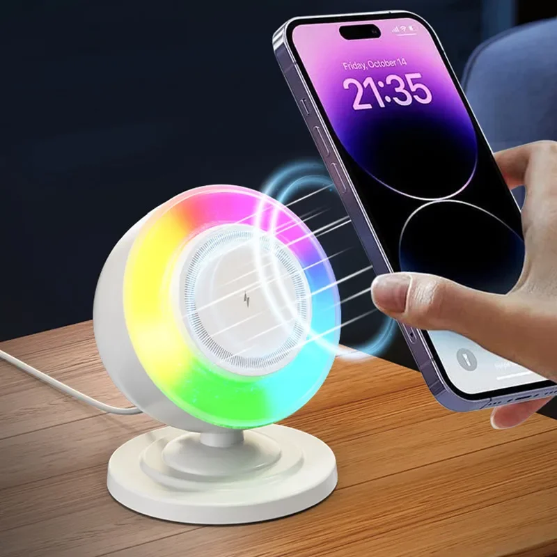 

Многофункциональное беспроводное зарядное устройство 3-в-1, Bluetooth-динамик, RGB окружающий свет, беспроводное зарядное устройство для телефона, совместимое с iPhone