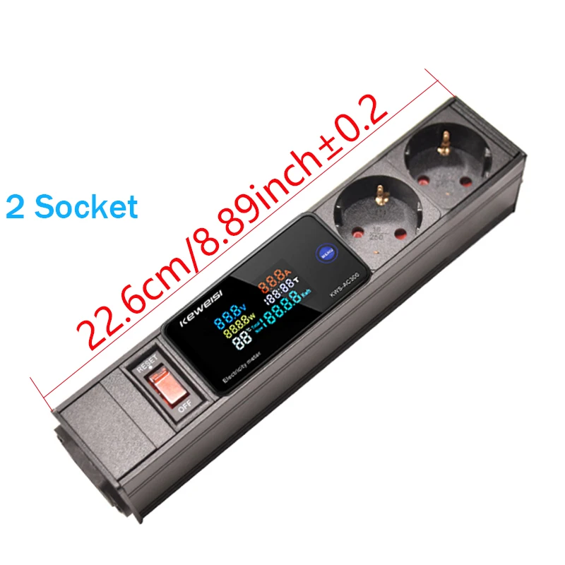 EU Power Strip Met Schakelaar Digitale Ampermeter Power Energy Voltmeter Ampèremeter 2/3/4/5/6/7/8/9/10 Europese Socket C14 interface