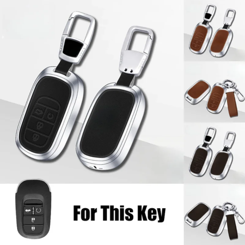

A+ Zinc Alloy Leather Car Key Fob Case Cover For Honda Vezel HR-V CR-V Civic Accord