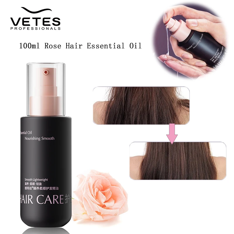 

VETES Роза Аромат 100 мл Питательное масло для волос для сухих поврежденных волос Разглаживающее эфирное масло Пушистые волосы Улучшает текстуру Толщина