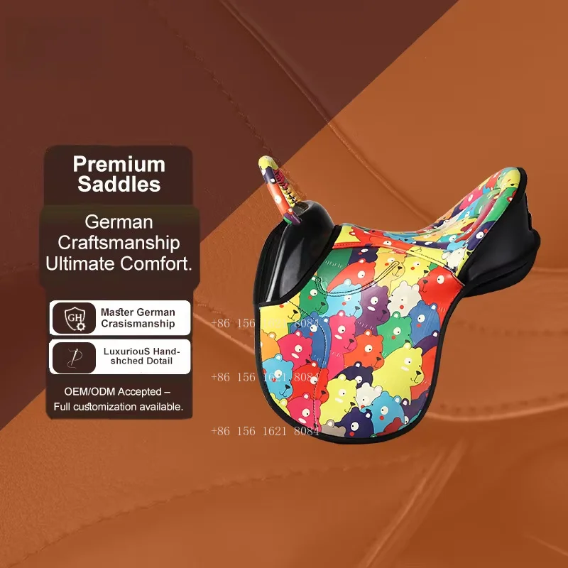 Premium Elf British Children's Saddle, Lightweight and Comfortable Riding Saddle, Colorful 12 Inches