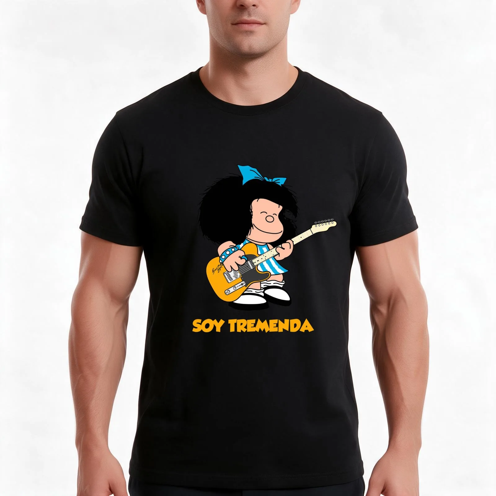 mafalda quino comics T-Shirt, Summer Casual Cotton Tee, Oversized Streetwear Tops, Vintage Graphic Print, Loose Fit Short Sleeve