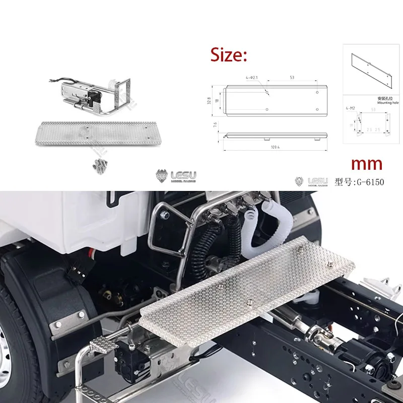 RC 1/14 LESU Fußbrett für Tamiya Hydraulikbagger, Lader, Muldenkipper, SCANIA, MAN, VOLVO Anhänger, Kipper, DIY-Teile – Detail 7