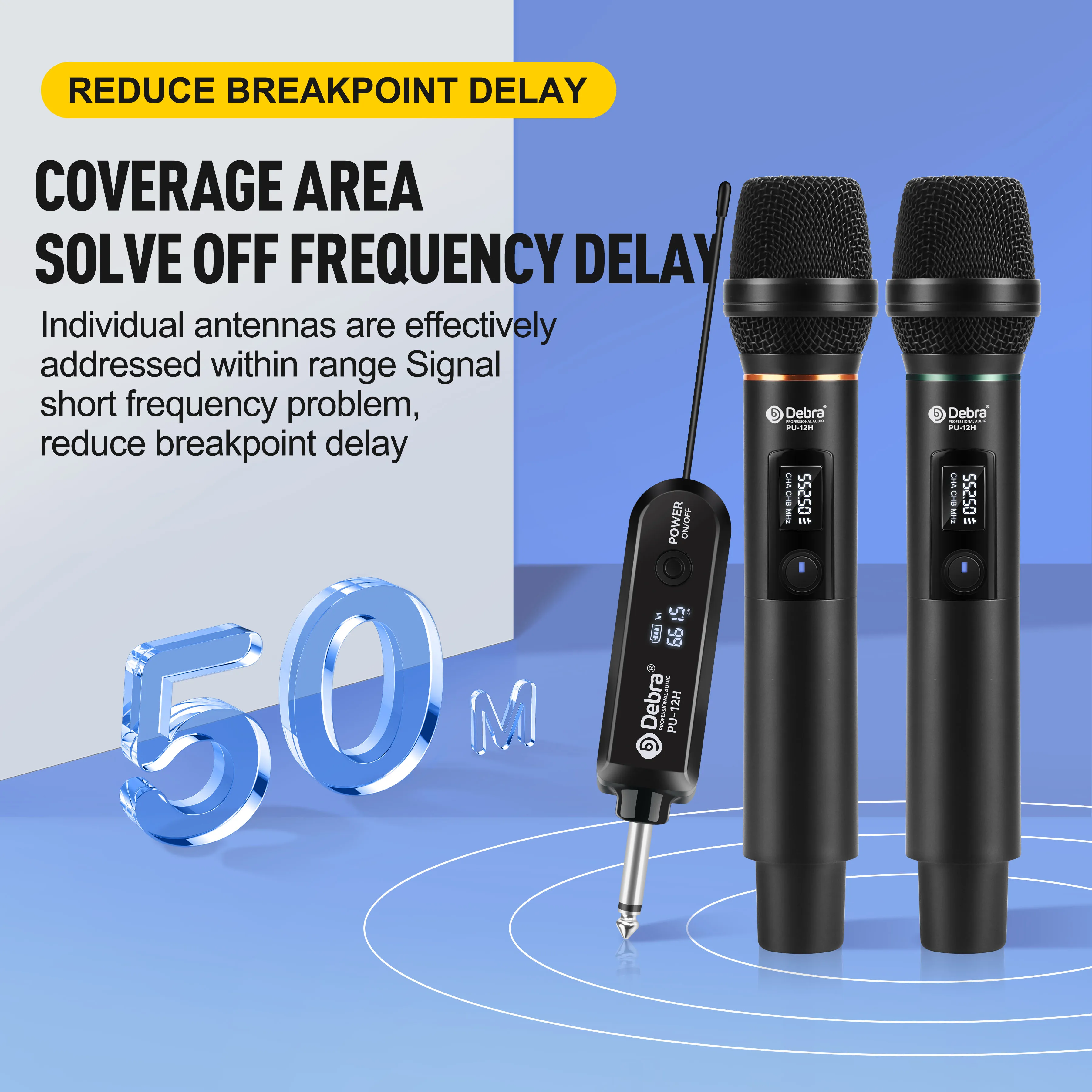 Debra UHF Metal PU-12H نظام ميكروفون لاسلكي قابل للتعديل تردد يده ميكروفون لاجتماعات الحفلات كاريوكي مرحلة الأداء