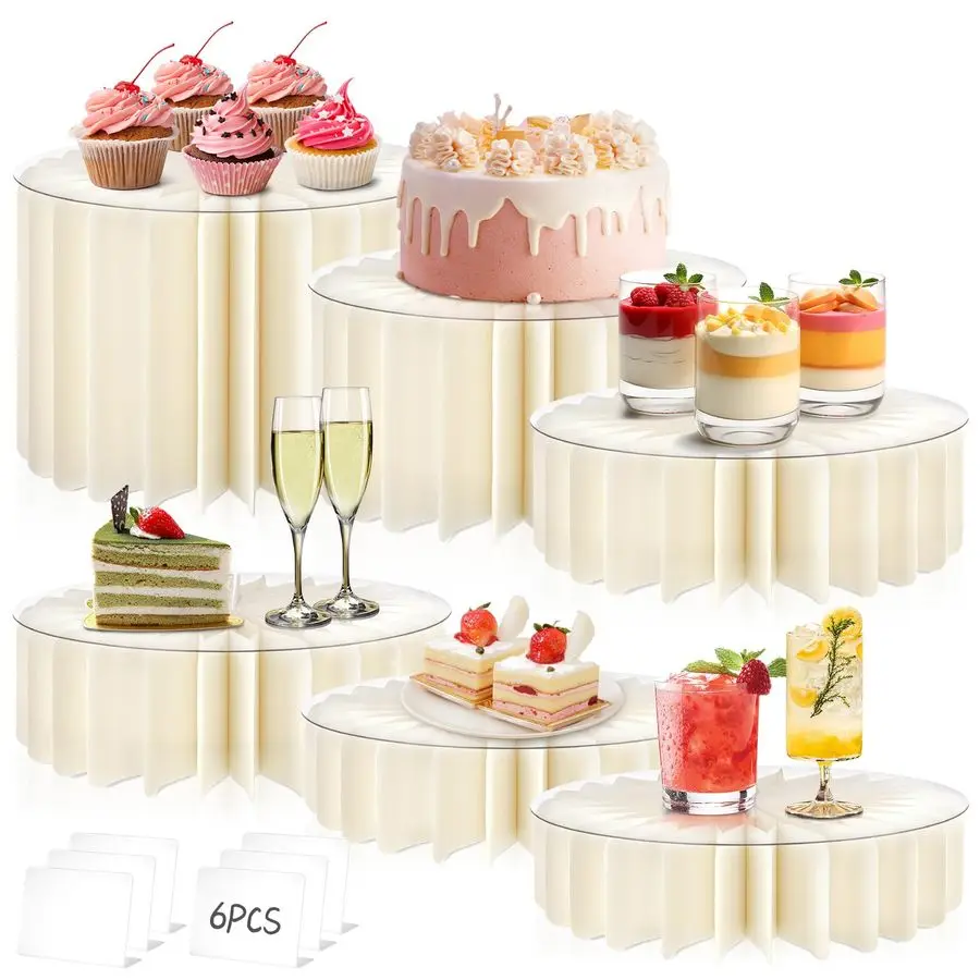 

Buffet Risers, Food Risers for Table, Foldable Cake Display Stands, Tall Cardboard Cupcakes Stand for Show Catering Desserts Jew