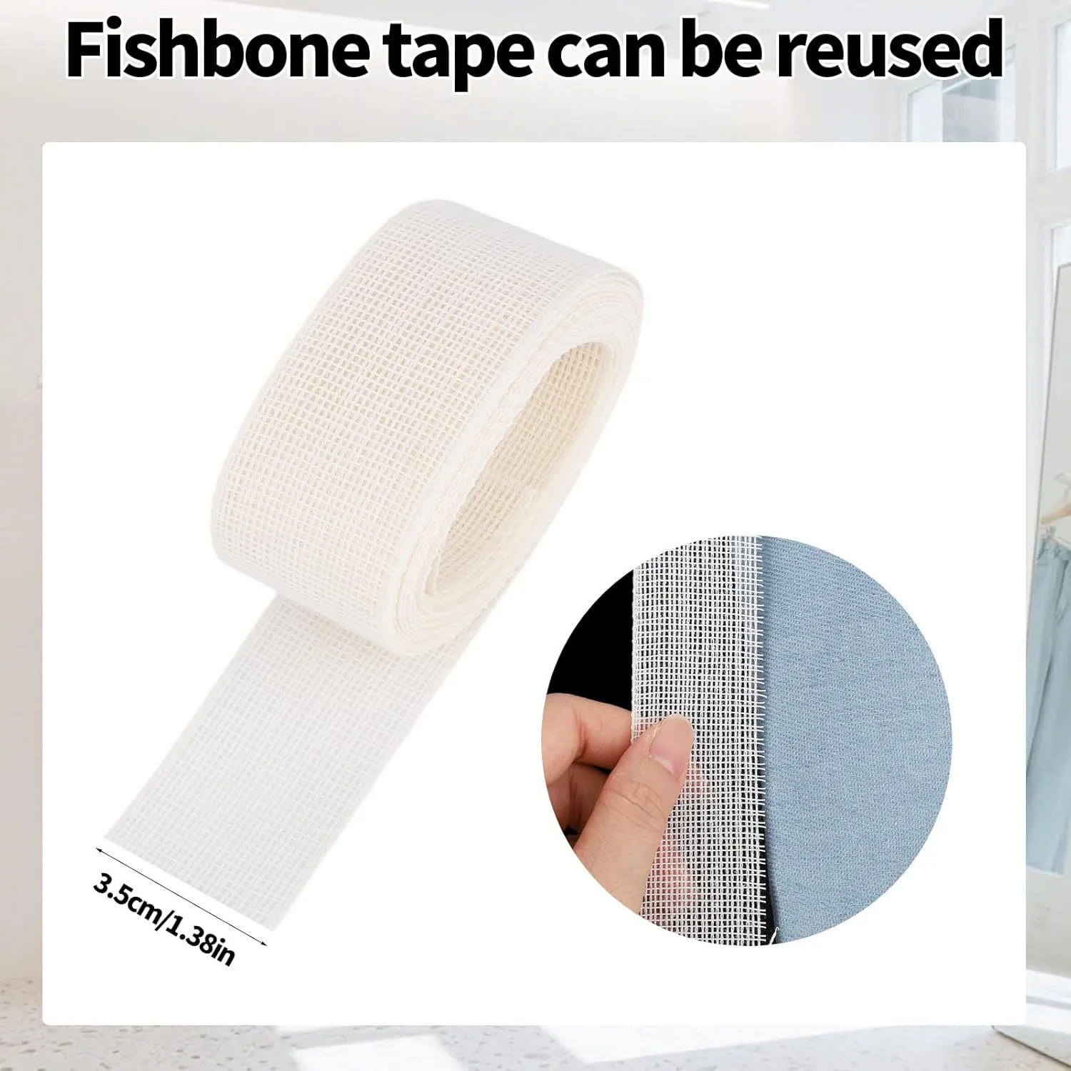 Stoff-Saumführung, Fischgrätenband zum Nähen von schmalen und gebogenen Saumnähten, wiederverwendbarer Knochenstreifen für Chiffon-Seidenkleider und -röcke – Detail 12