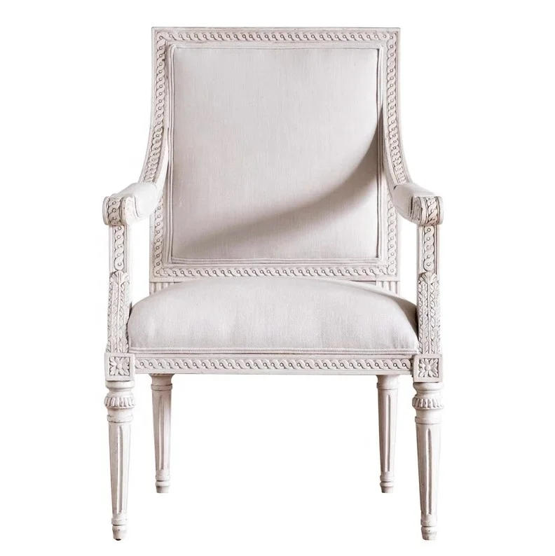 

French solid wood retro living room velvet single chair garden leisure chair