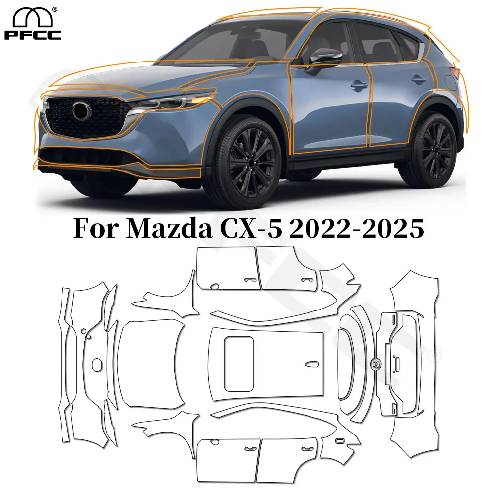

For Mazda CX5 CX-5 2022-2025 TPU Paint Protection Film Pre-cut PPF Anti-scratch Car Body Clear Bra Resistant Repairable Cover
