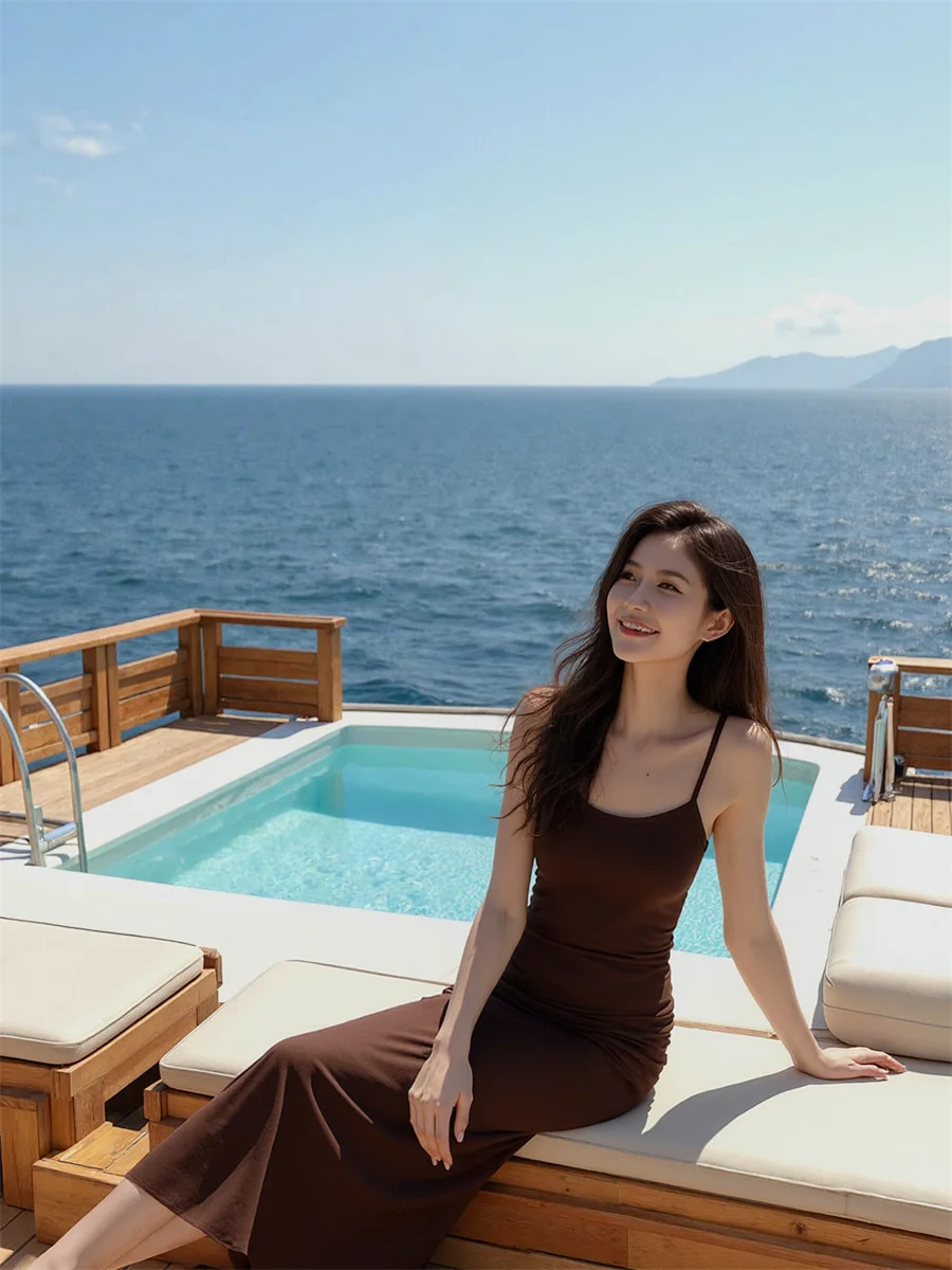 Vestido de mujer tendencia 2025 correa de espagueti ajustado verano con abertura lateral abertura alta dividida recorte agujeros huecos