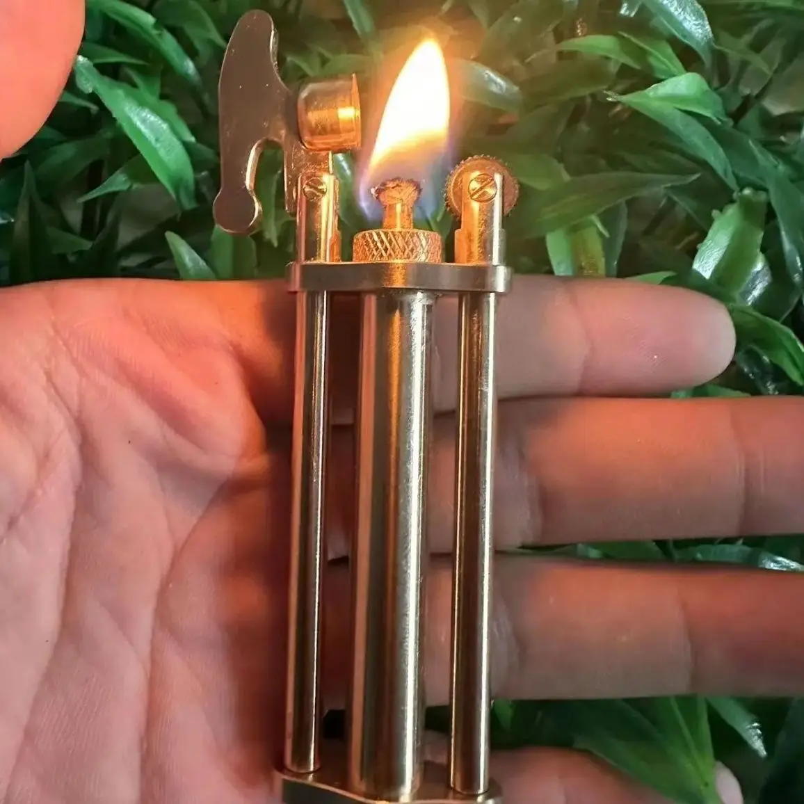 Brass handmade slim Retro Petroleum Lighter portable Metal Brass Trenches Kerosene Gasoline Oil Cigarette Lighters Men Gift