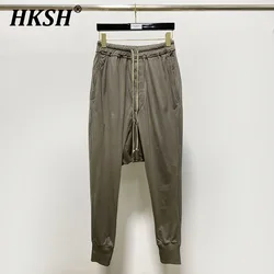 HKSH Spring Summer Men's Tide Punk Cotton Versatile Casual Harem Loose Crotch Pants Fashion RO Style Chic Elastic Waist  HK1392