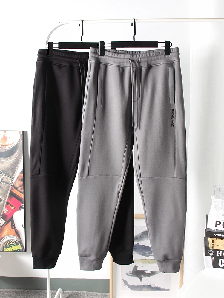 Men's Thickened Fleece Joggers Autumn Winter Sports Casual Trousers High Waist Long Pants Straight Leg Youth Fashion Harem Pants