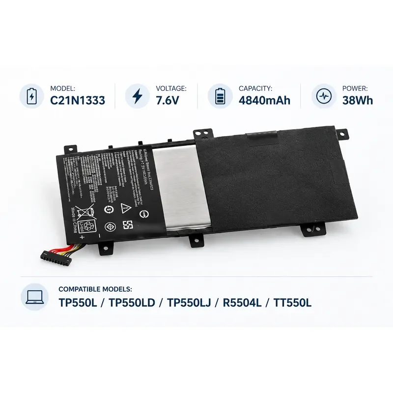 Replacement Laptop Battery for ASUS TP550LA TP550LD R554L TT550L C21N1333 High Capacity Rechargeable Notebook Power