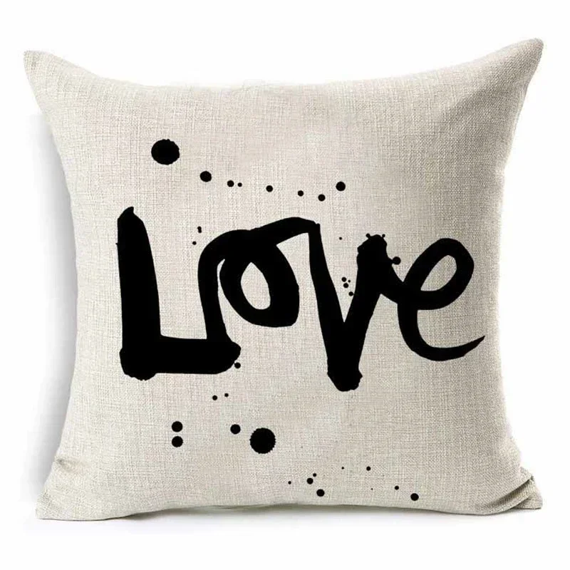 Letter Alphabet Printed Cotton Linen Love Cushion Cover Throw Pillow Car Home Sofa Bed Living Room Decorative Pillowcase