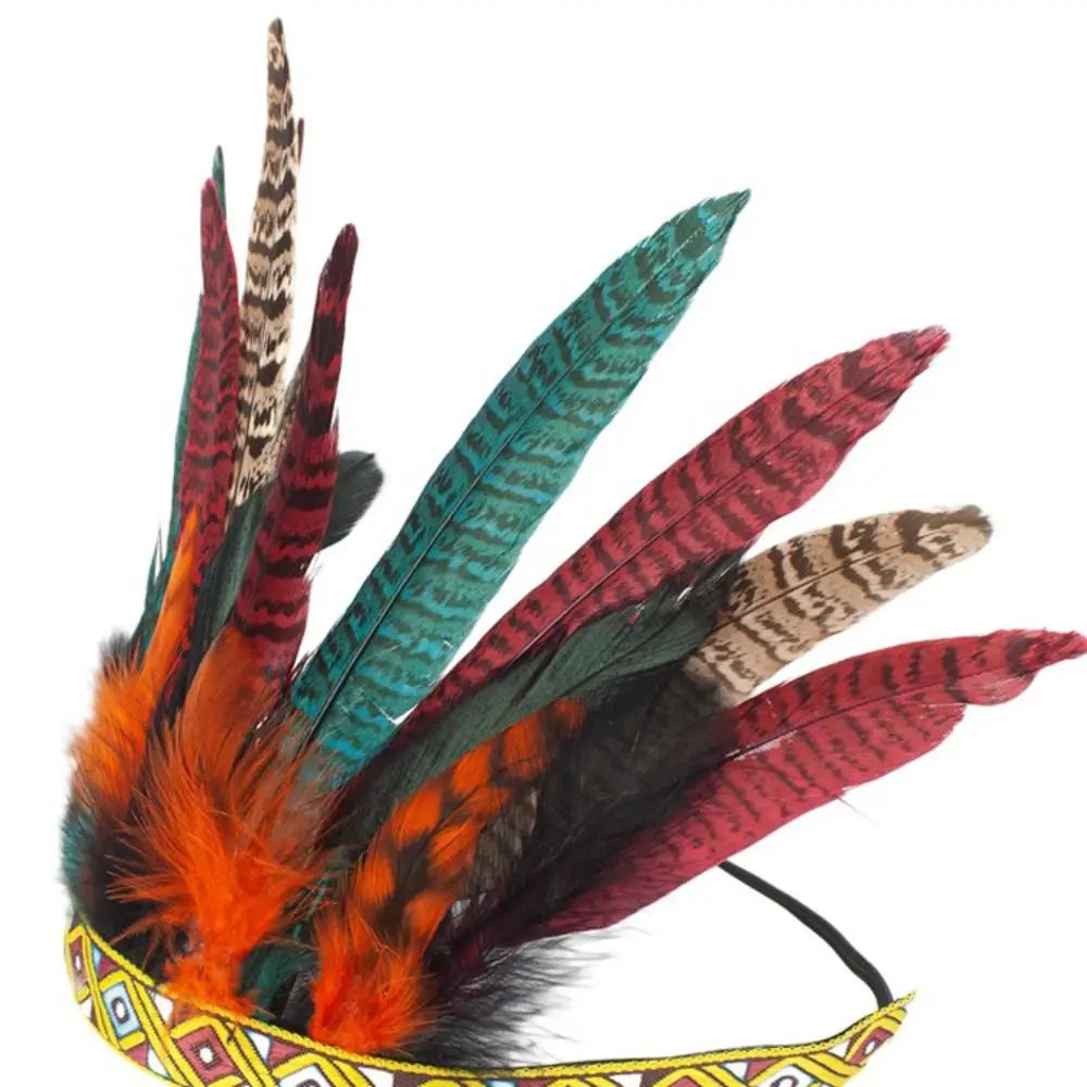 

Personalized Colorful Feathers Feather Headwear Adjustable Strap Peacock Costume Indian Headband Feather Hair Band Carnival