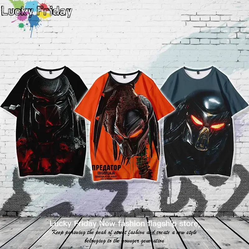 

Summer Children's T-shirt Iron Blood Warrior Short Sleeve Summer Loose Round Neck Alien Vs Alien Casual Cool Boys T-Shirt