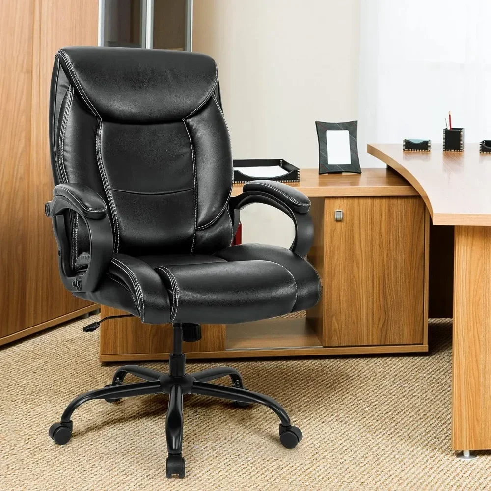 

Big and Tall Heavy Duty Wide Seat-High Back Office Chair 400lbs Executive Office Leather Desk Chair ComputerChair with Ergonomic