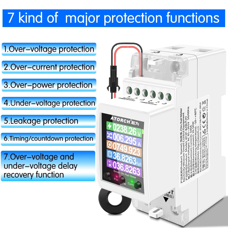 Imagem -05 - Interruptor Disjuntor Din Rail Meter Vazamento Security Protection Controle Remoto por Tuya App para Smart Home 2p Ac110 220v 100a Wifi