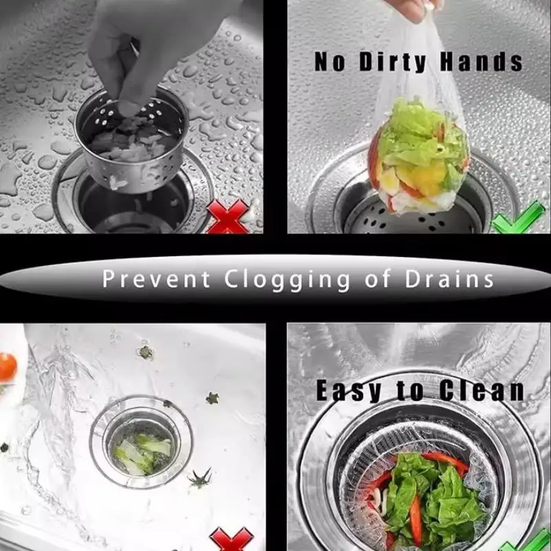 New 100 200 Disposable Kitchen Sink Filter Sewer Drain Anti Blocking Garbage Bag Pool Leak Mesh Strainer Sink Garbage Net