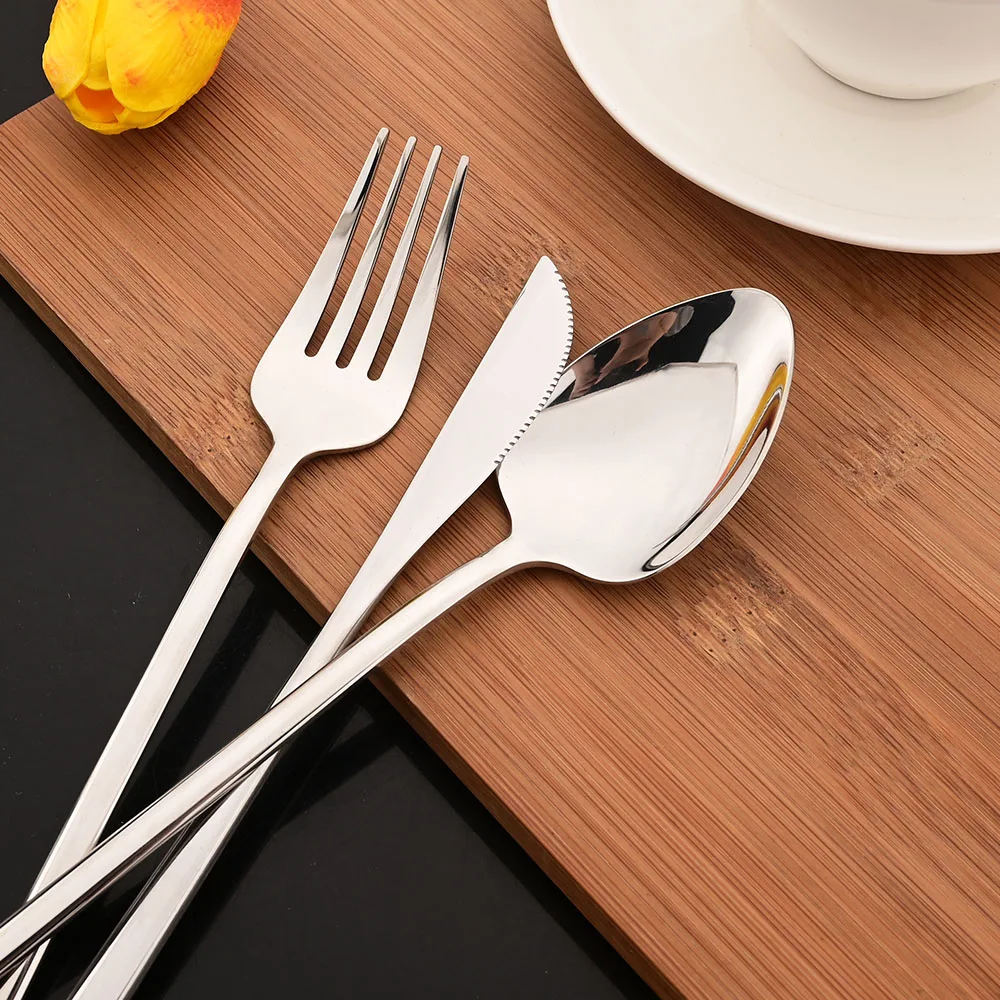 24Pcs/Set Dinnerware Stainless Steel Mirror Rainbow Cutlery Set Kitchen Fork Coffee Spoon Knife Tableware Silverware Set