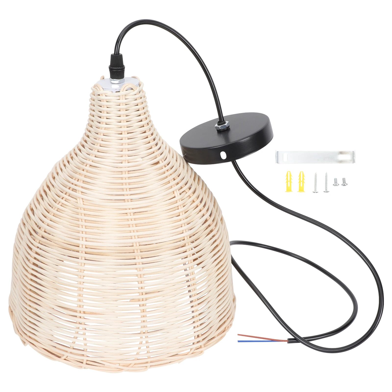 

1set 1Set New Chinese Style Rattan Iron Pendant Light Durable Creative Woven Hanging Lamp For Home Restaurant Hotel Bedroom Bar