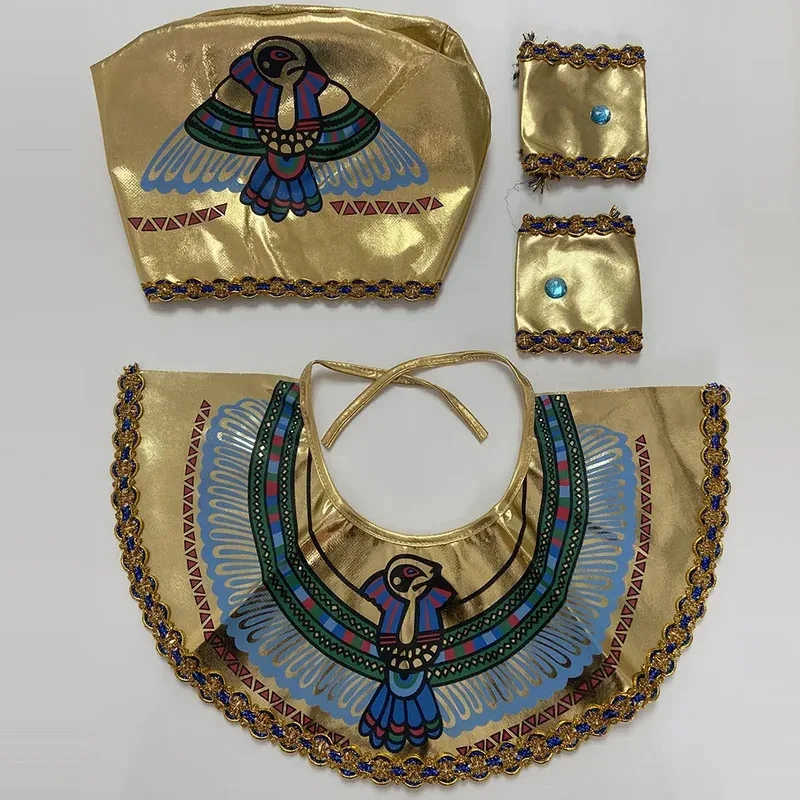 Egypt Nile Pharaoh Cleopatra Costume for Women Men Boys Girls Family Halloween New Year Party Fancy Dress