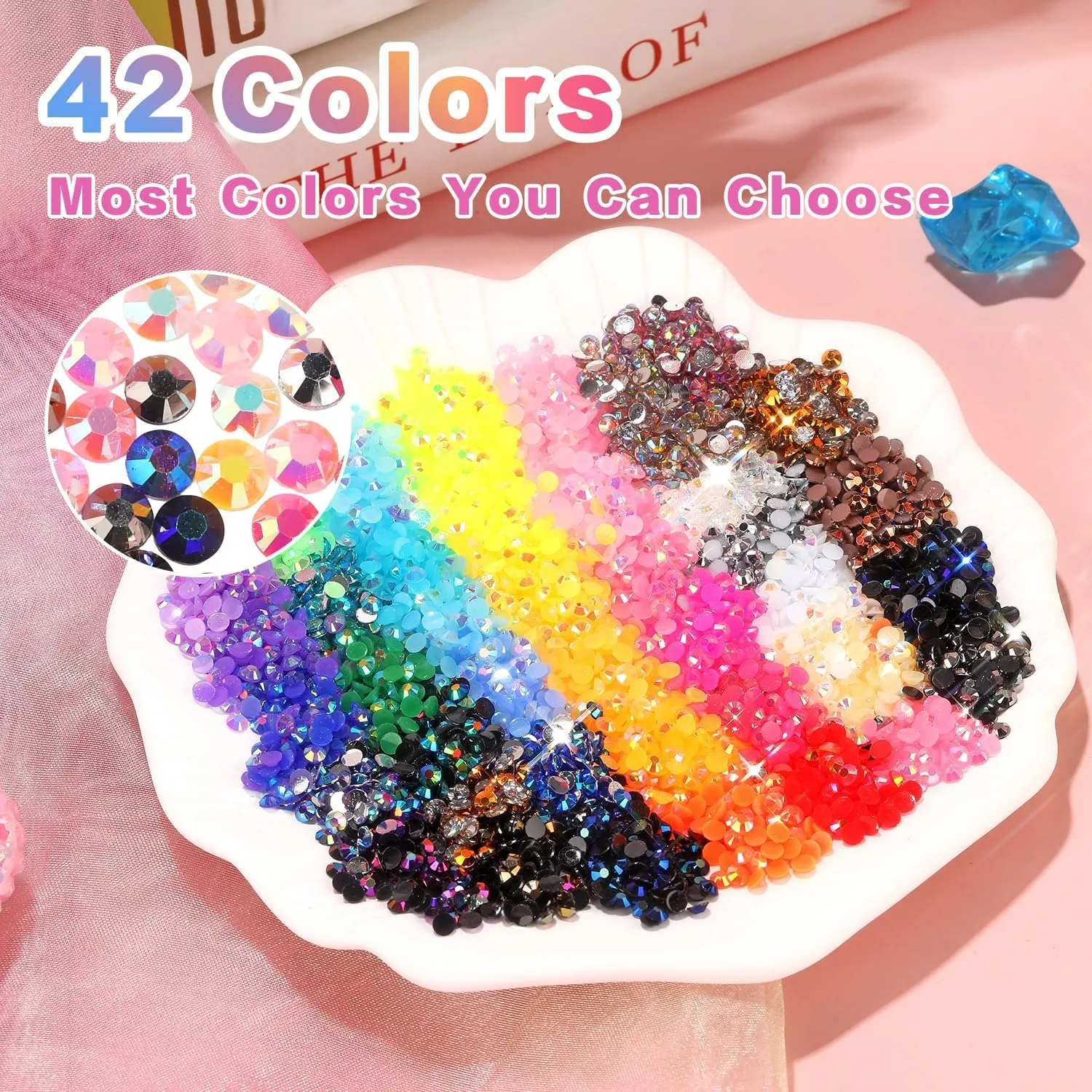 Multicolor Jelly Rhinestones for Bedazzling Bedazzler Kit with Tweezer and Gem Picker 3mm Resin Flatback Gems Diamond Art