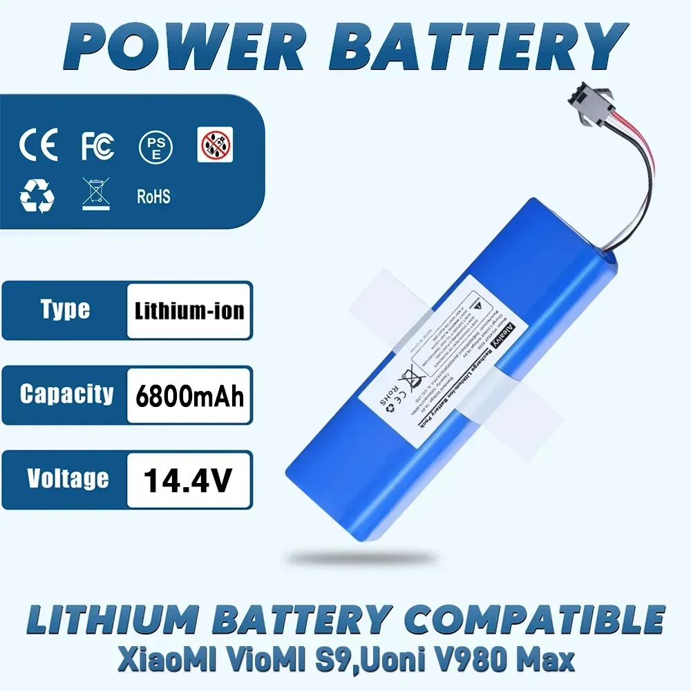 

Rechargeable Battery 14.4V for Xiaomi Lydsto R1 Viomi S9 Proscenic M7 Pro Lenovo LR1 Sweeping Robot Vacuum Cleaner