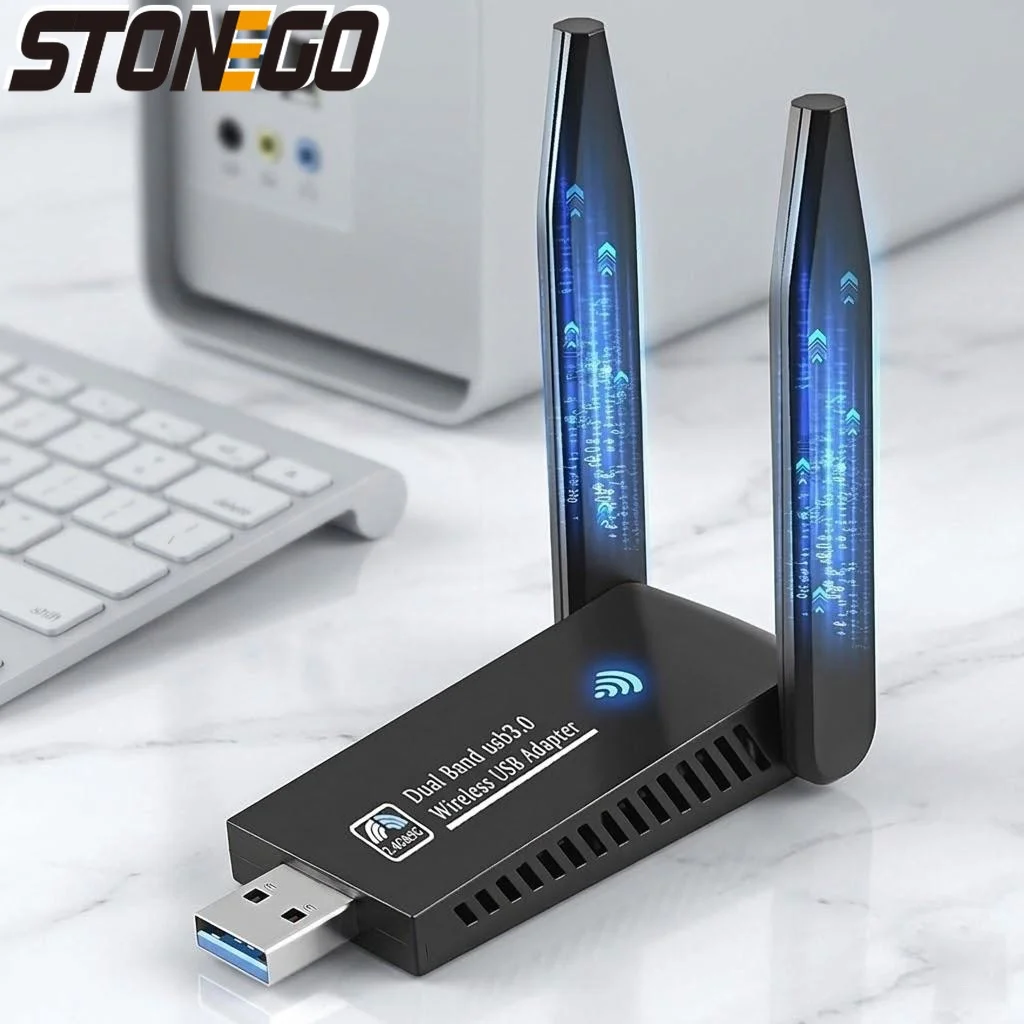 

USB Wi-Fi адаптер 1300 Мбит/с, двухдиапазонный (5 ГГц/2,4 ГГц), с антенной высокой чувствительности, совместимый с ПК на Windows 11, 10, 8, 7, Vista, XP