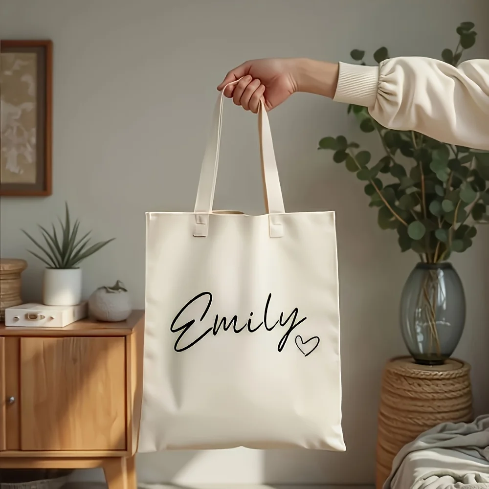 Custom White Tote Bag, Reusable Bag with 