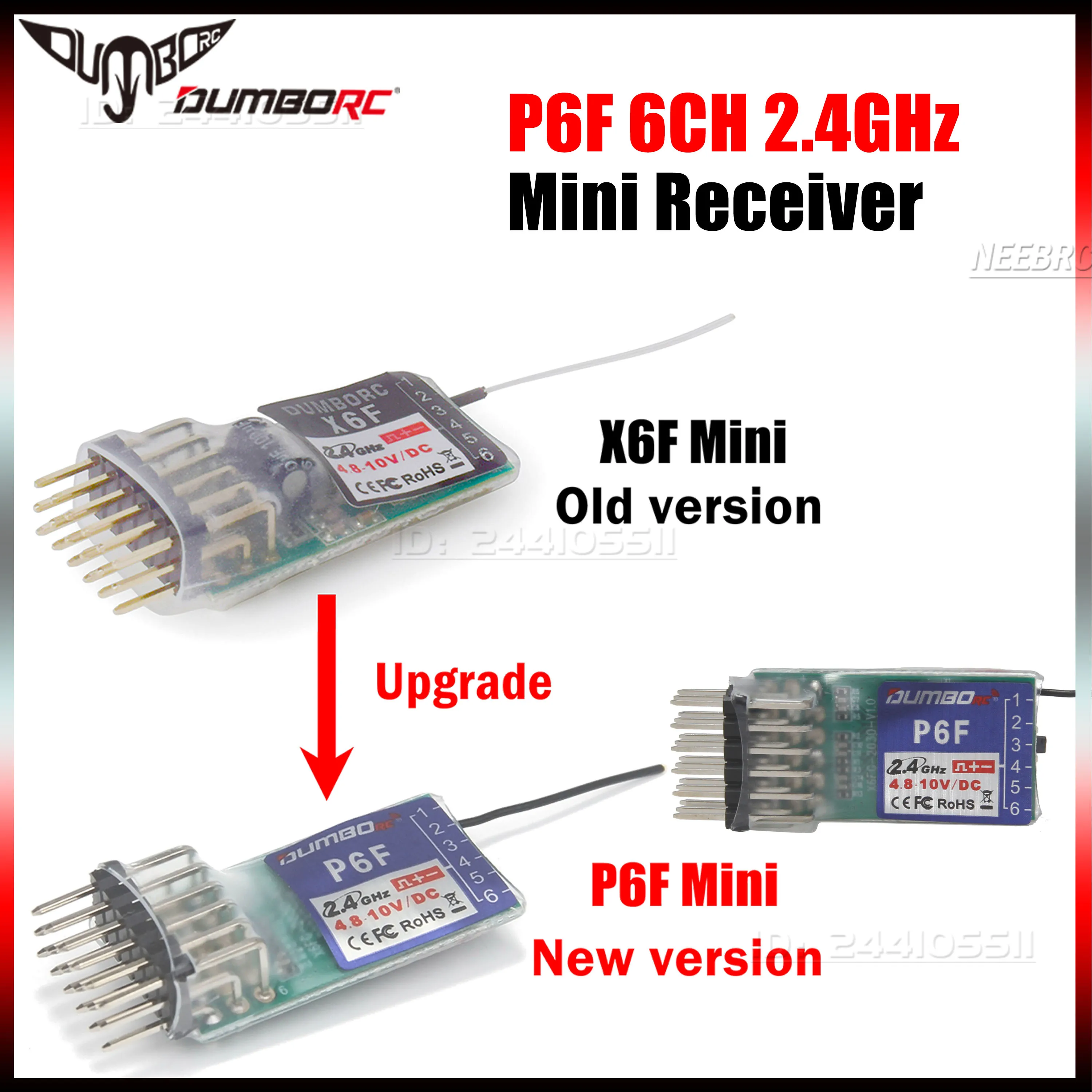 DUMBORC P6F Mini 2.4GHz 6CH récepteur pour émetteur DDF-350 X6 X4 système de contrôle télécommande Rc voiture bateau réservoir véhicules